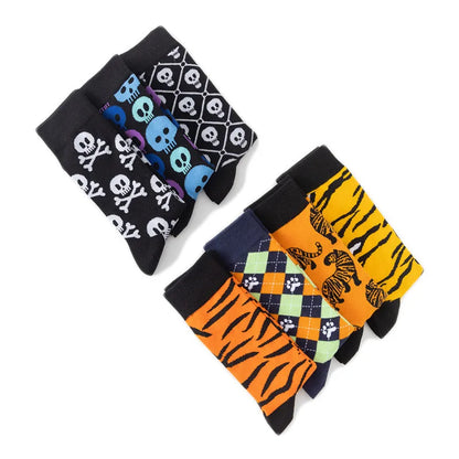 1 Pairs New Funky Skull Socks Men Tiger Cartoon Alien Novelty Hip Hop Orange Crazy Trend Socks Gift