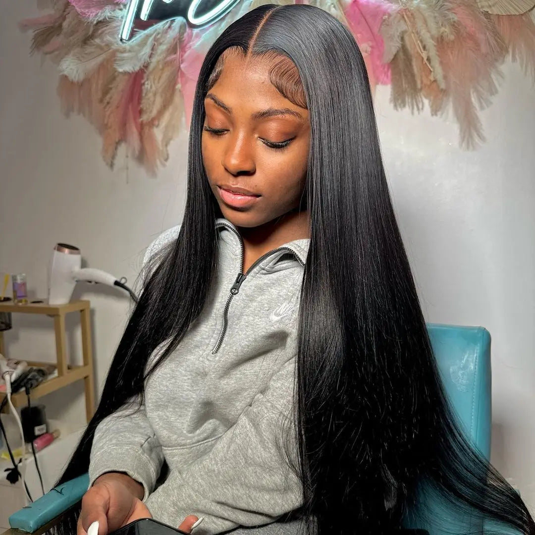 300% High Density 40 46 Inch Bone Straight 13x6 HD Lace Front Wigs Human Hair Brazilian 13x4 360 Full Lace Frontal Wig Pre Pluck