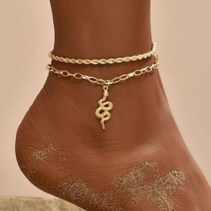VAGZEB 2024 New Bohemia Handcuffs Anklet Multilayer Silver Color Foot Chain Fashion Ankle Bracelet For Women Beach Jewelry