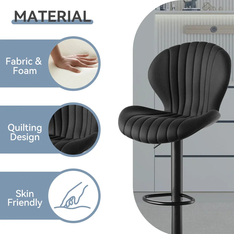Living Room Chairs  2 Pcs Set Dining Chair Backrest Bar Stools Luxury Modern Soft Bag Stool Adjustable Height Rotating Kitchen Home Furniture