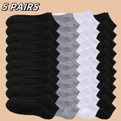 10 Pairs Women/Men Boat Socks Invisible Low Cut Silicone Non-slip Summer No-show Ankle Socks Solid Color Casual Breathable