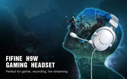 FIFINE USB Gaming Headset with 7.1 Surround Sound/3.5mm Jack/Microphone,Over-Ear Wired Headphone for PC PS4/5 Xbox Ampligame H9W