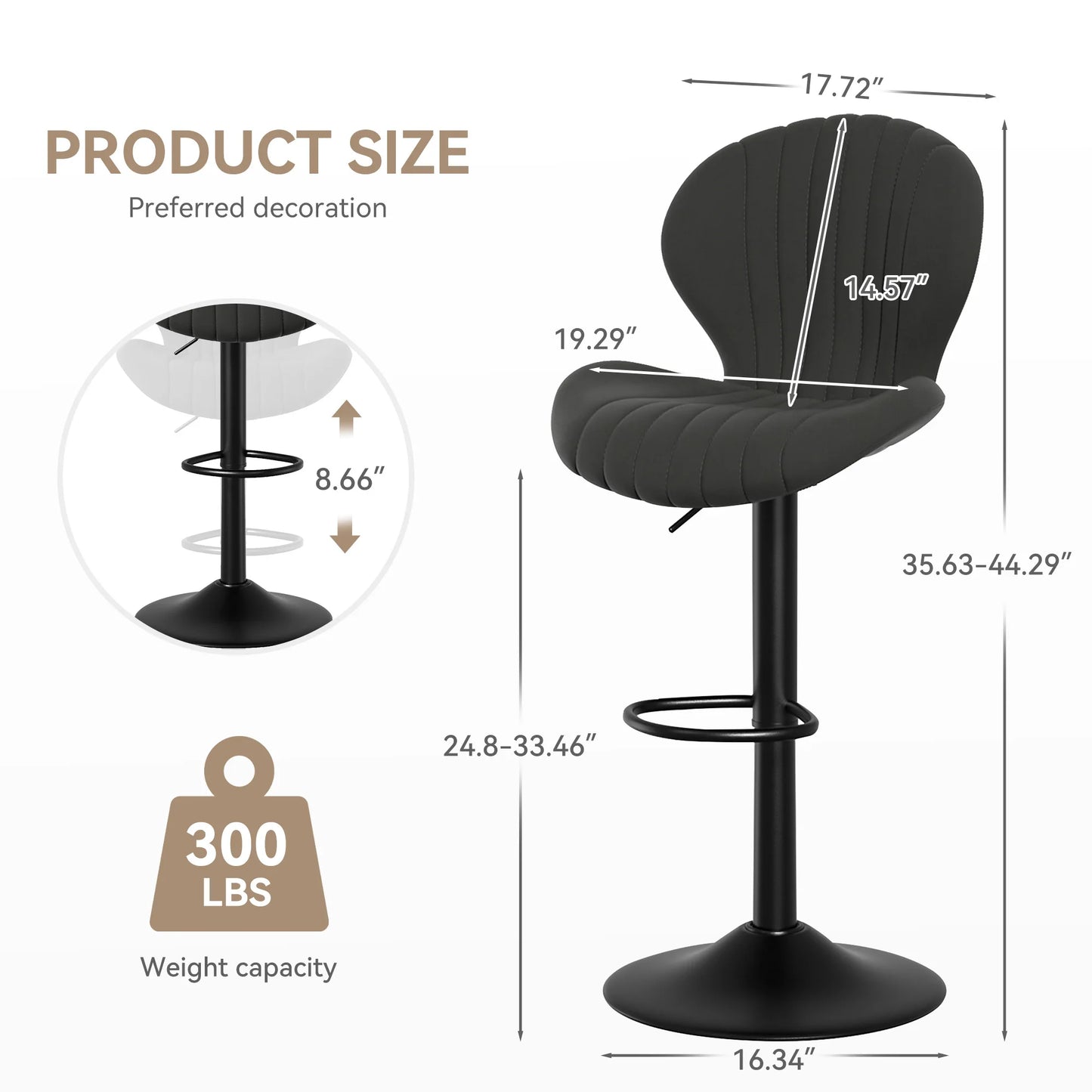 Living Room Chairs  2 Pcs Set Dining Chair Backrest Bar Stools Luxury Modern Soft Bag Stool Adjustable Height Rotating Kitchen Home Furniture