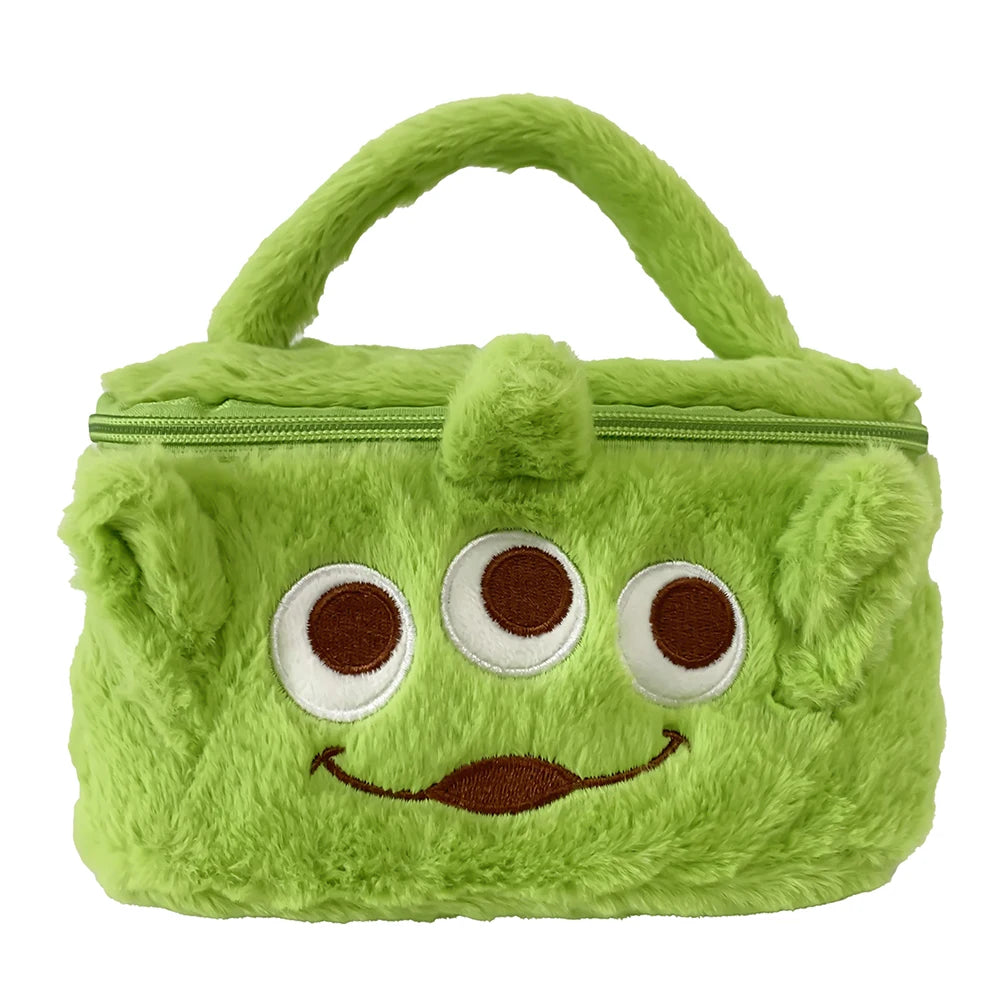 Cartoon Japanese Anime Soft Plush Makeup Pouch Lovely Design Fluffy Cosmetic Bag Portable Travel Zipper Furry Storage Handbags