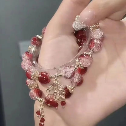 Niche Design Star Chain Tassel Bracelet for Women Fantasy Blue Crystal Beads Elastic Rope Bracelet Best Friend Jewelry Gifts
