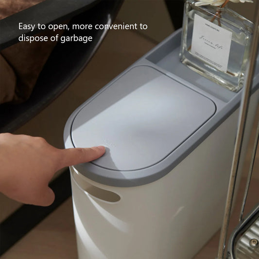 Home Trash Can with Lid Large Capacity Bathroom Garbage Bin Room Creative Press Type Gap Bin Kitchen Plastic Basket Garbage Can