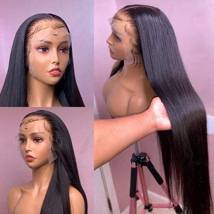 30 40 Inch Straight HD Lace Front Wig Brazilian Cheap Frontal pre plucked Straight Wigs For Women Choice Human Hair 250 Density