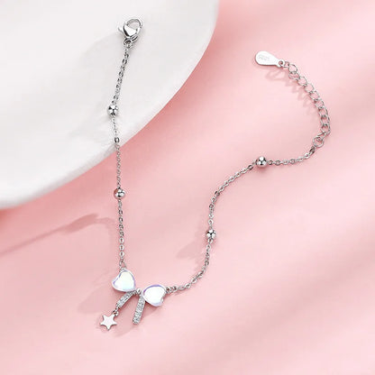 VENTFILLE 925 Sterling Silver Diamond-Studded Butterfly Bracelet Women's Fashion Temperament Flower Adjustable Bracelet