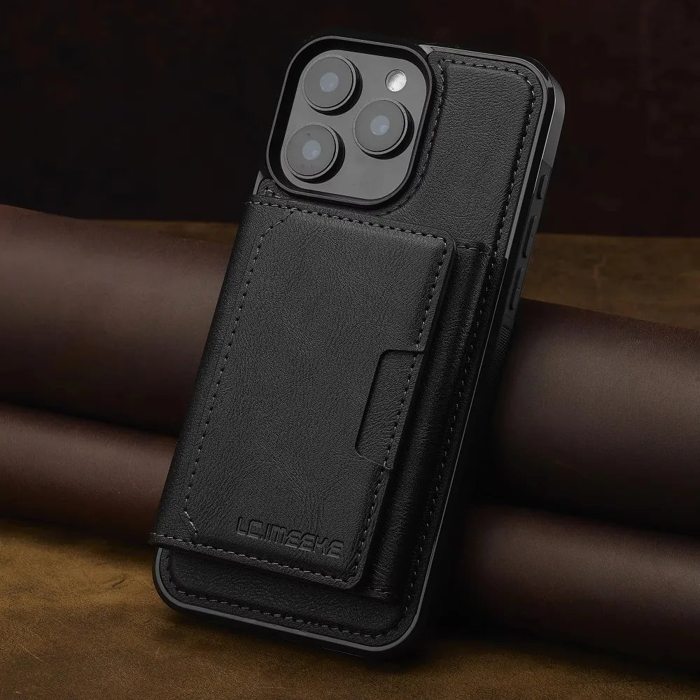 Detachable Wallet Case For iPhone 16 Pro Max 15 14 Plus 13 12 11 XS XR X 7 8 SE 2022 2020 2024 For MagSafe Card Holder Cover
