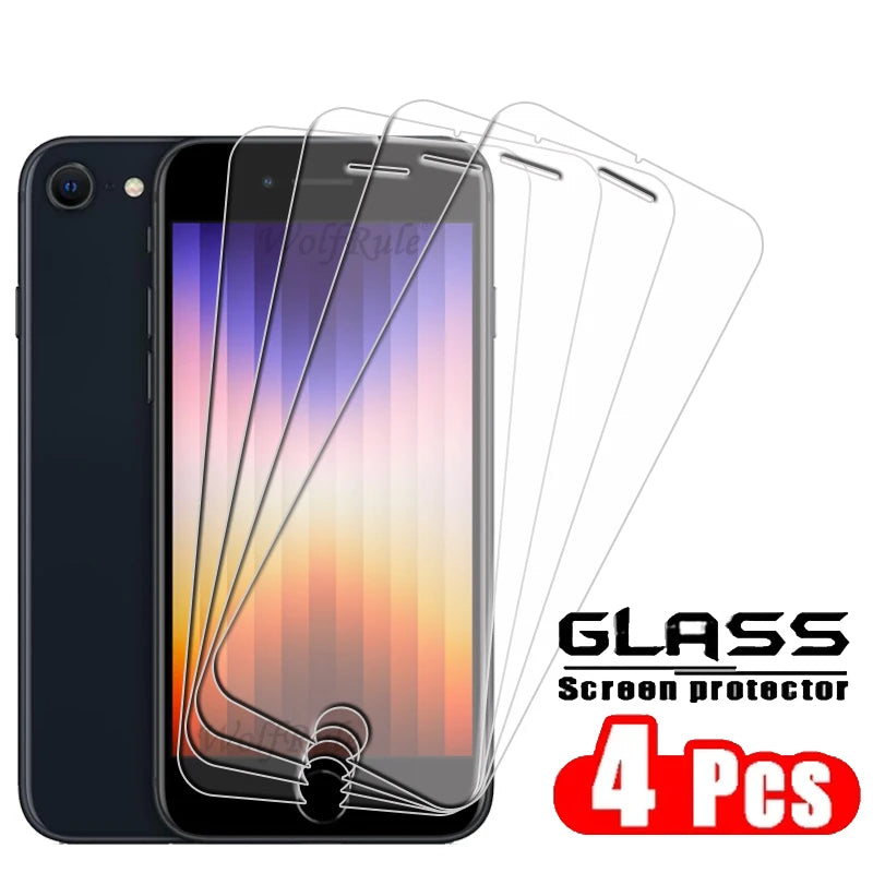 4Pcs For iPhone SE 2022 Glass iPhone SE 2022 2020 7 8 Plus Tempered Glass Transparent Clear 9H Screen Protector iPhone SE 2022