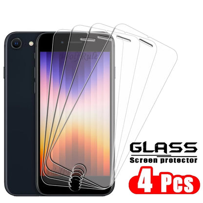 4Pcs For iPhone SE 2022 Glass iPhone SE 2022 2020 7 8 Plus Tempered Glass Transparent Clear 9H Screen Protector iPhone SE 2022