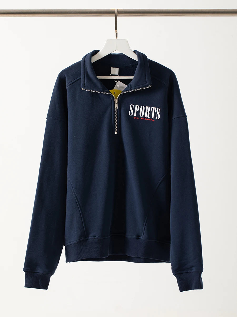 Letter Printed Sport Sweatshirts For Women Loose Casual Long Sleeve Hooded Sweatshirt 2024 New Streetwear Fashion Pullover Tops