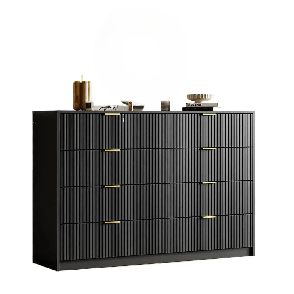 55" Wide Dresser Bedroom, Fluted 8-Drawer Double Dresser with Gold Handles, Modern Tall Chest of Drawers for Bedroom, Dressers