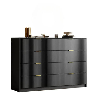 55" Wide Dresser Bedroom, Fluted 8-Drawer Double Dresser with Gold Handles, Modern Tall Chest of Drawers for Bedroom, Dressers
