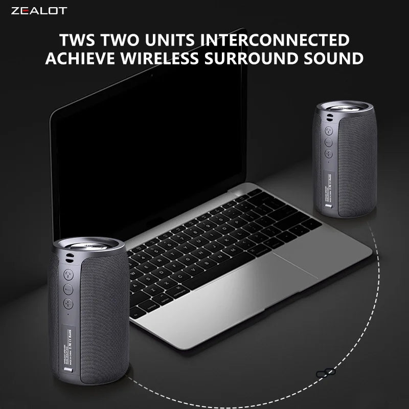 ZEALOT S32 5W Wireless Speakers, Portable Subwoofer Speaker, 1800mAh Battery, 10 Hours Playtime Loud Stereo, Booming Bass.