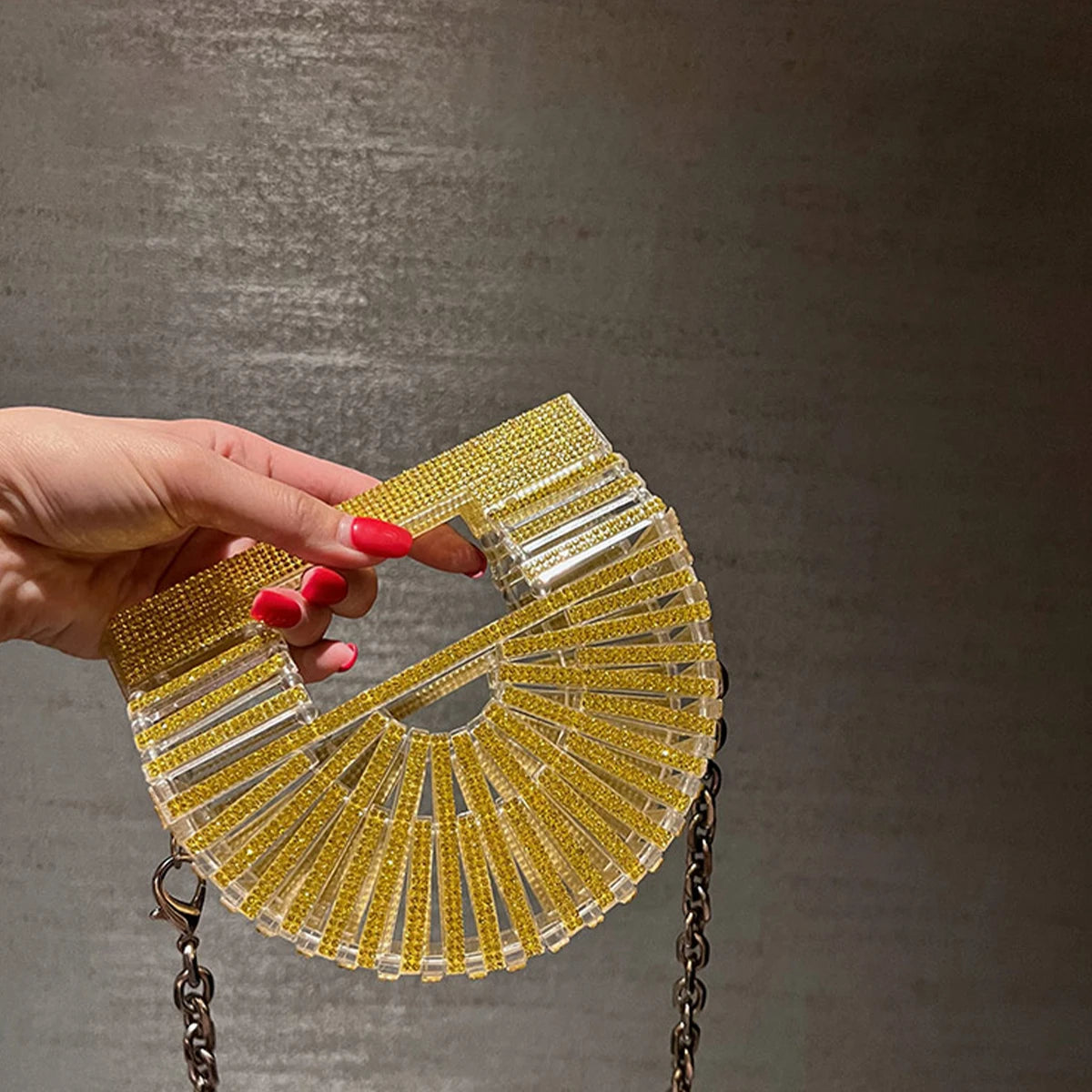﻿JIOMAY Half Moon Bag Rhinestone Purse Luxury Designer Handbags Clutch Evening Mini Basket Bling Tote Bag Crystal Wedding Bags
