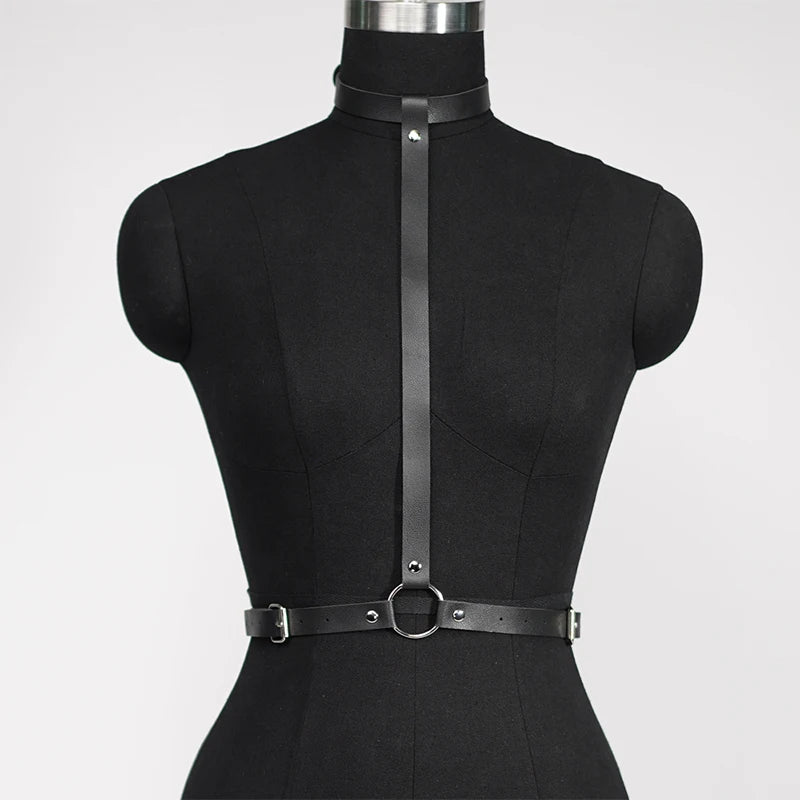 Women Sexy PU Leather Harness Bodysuit Erotic Lingerie BDSM Sexual Outfit Garter Belt Fetish Baby Doll Underwear Gothic Costumes
