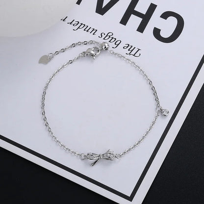 VENTFILLE 925 Sterling Silver Diamond-Studded Butterfly Bracelet Women's Fashion Temperament Flower Adjustable Bracelet