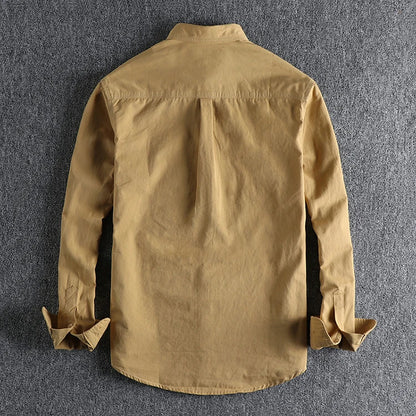 Multi-colored Retro Stripe Cotton Shirt Men's Long Sleeve Spring Autumn New Fashion Daily Dressed Up Workwear Shirt