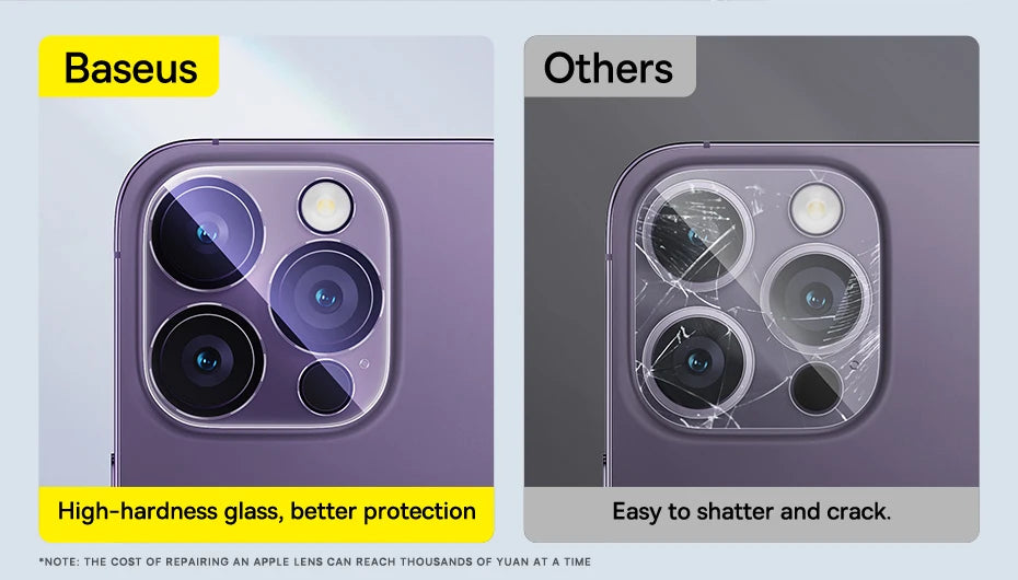 Baseus 2Pcs Camera Lens Protector For iPhone 15 14 13 Pro Max Tempered Glass Lens Glass For iPhone 14 13 12 Lens Protection Film