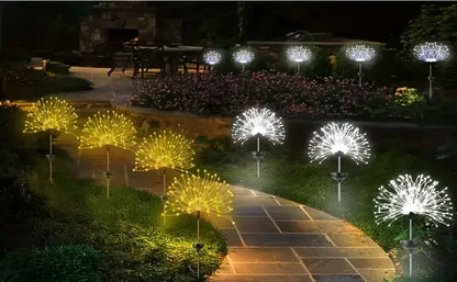 NEW Garedn Solar Fireworks Lights Outdoor Waterproof Solar Garden Lights 8 Lighting Modes with Remote Control Decorations Light