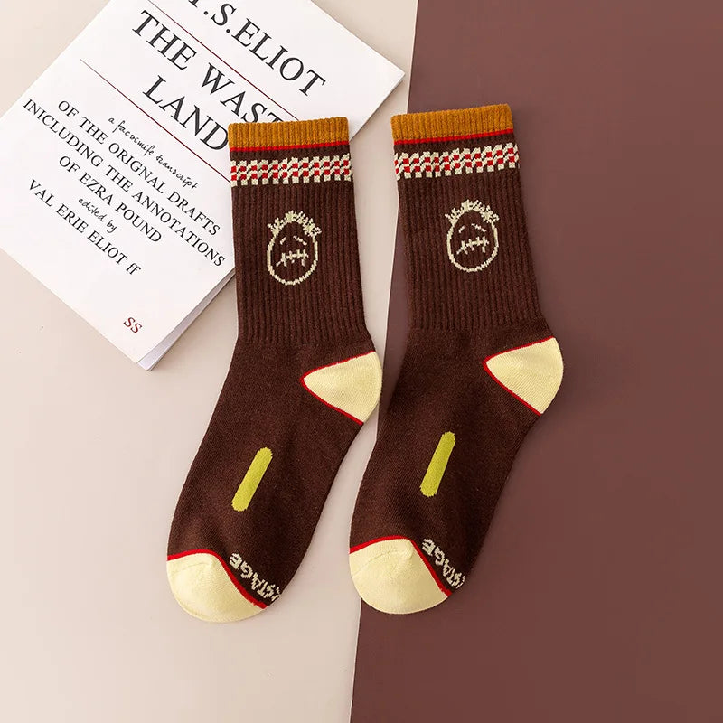 Mid Tube Cotton Socks for Sports Skateboarding with Unique Ghost Face Role-playing Design colour socks