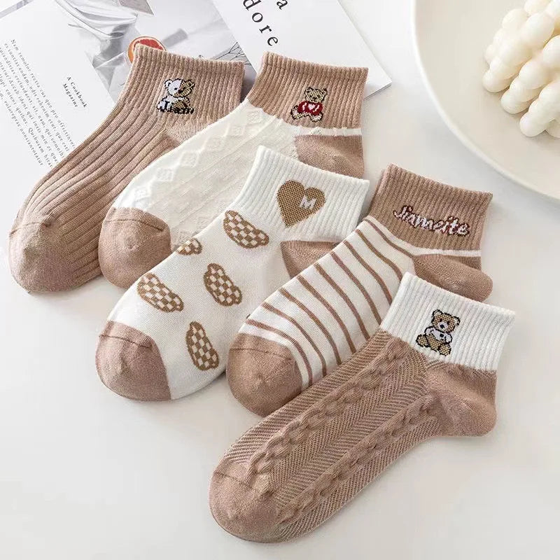 5 Pairs Funny Cow Print Socks Cute Fashion Cartoon Low Cut Ankle Socks For Women And Men