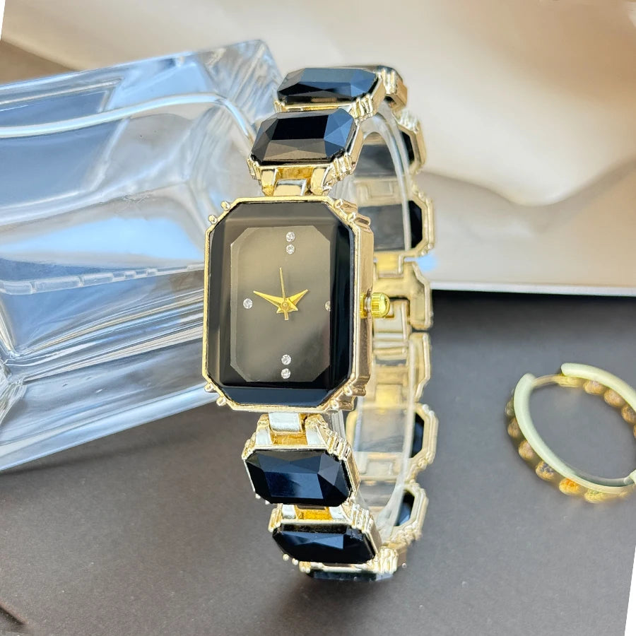 women's large section rhinestone chain rectangular color case rhinestone dial fashion European and American style ladies watch