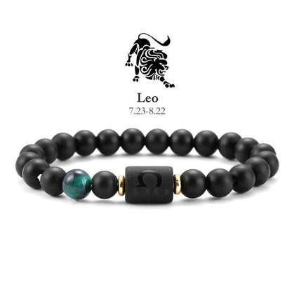 12 Zodiac Bracelets Natural Stone Cancer Virgo Leo Libra Bracelet Couples Friendship Gifts Bracelets Jewelry pulsera hombre