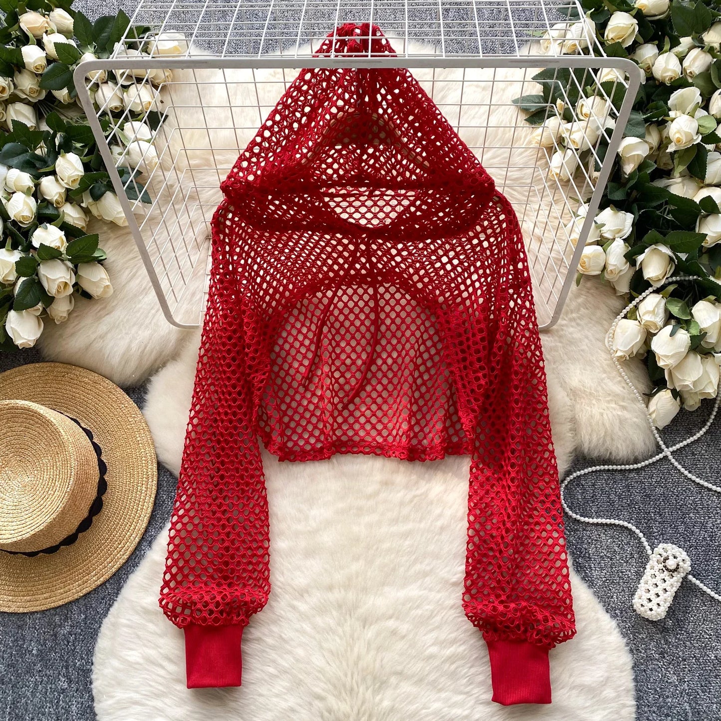 SINGREINY Summer Knitted Hooded Cadigans Women Long Sleeve Thin Streetwear Irregular Outerwear Hollow Out Sun-proof Blouses