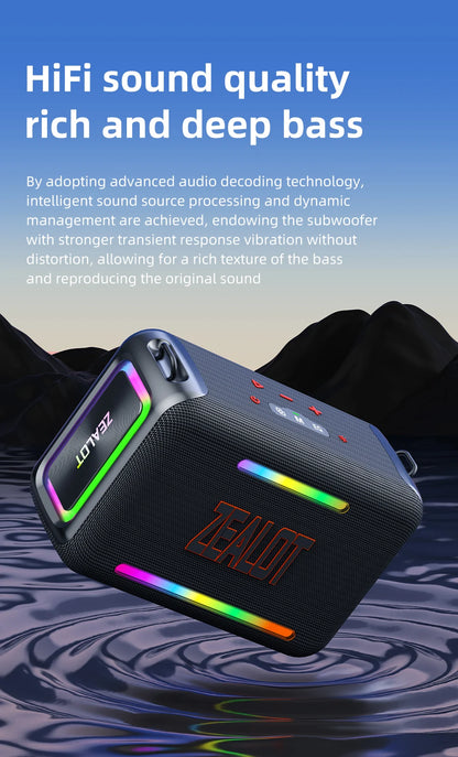 ZEALOT-S95 Waterproof Portable Bluetooth Speaker, Wireless Outdoor Boombox, SubwooferTriple Passive Radiators, Deep Bass,120W