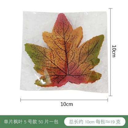 50pcs Artificial Maple Leaf Halloween Harvest Festival Home Decoration Boneless Feel Red Single Piece Artificial Maple Leaf