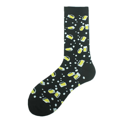 Happy Design Funny Socks Men Unisex Sheep Beer Dinosaur Pattern Sokken  Divertidos Jacquard Calcetines Unisex Hip Hop Skateboard
