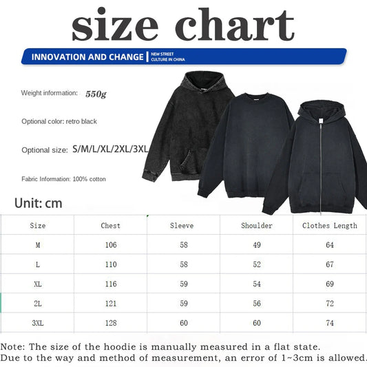 Retro Wash Zip Up Hoodie Black Myth Wukong Print Jacket Hooded Sweatshirt Harajuku Gothic Graphic Cotton Men Women Hoody Coat