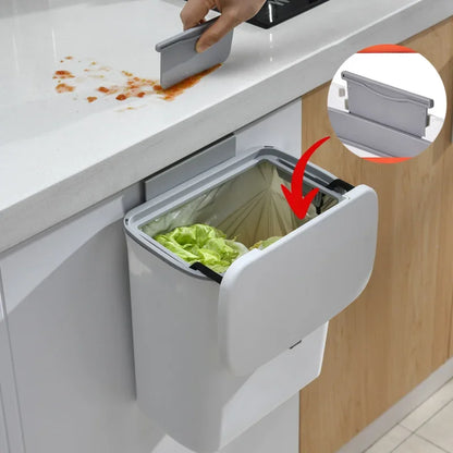 7/9L Wall Mounted Trash Can Household Galley Waste Bin Hanging Bathroom Trash Can With Lid Food Garbage Bin Kitchen Accessories