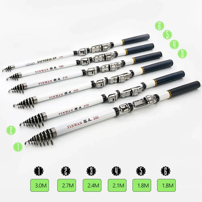 JOSBY Carbon Fiber Spinning Fishing Rod Telescopic Mini Pole 3M 2.7M 2.4M 2.1M 1.8M 1.5M Fish Gear Tackle High Quality