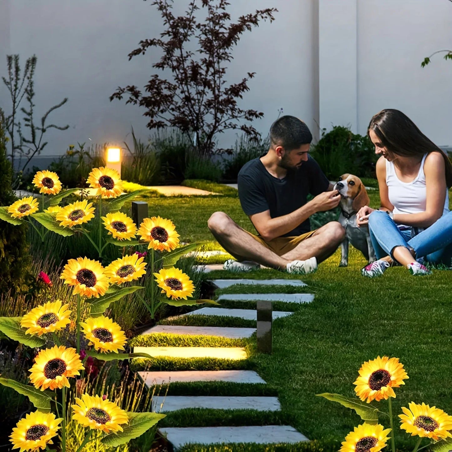 3 Head Solar Sunflower Lights  Garden Stake Outdoor Decorative Waterproof LED Landscape Lights for Patio, Garden, Yard