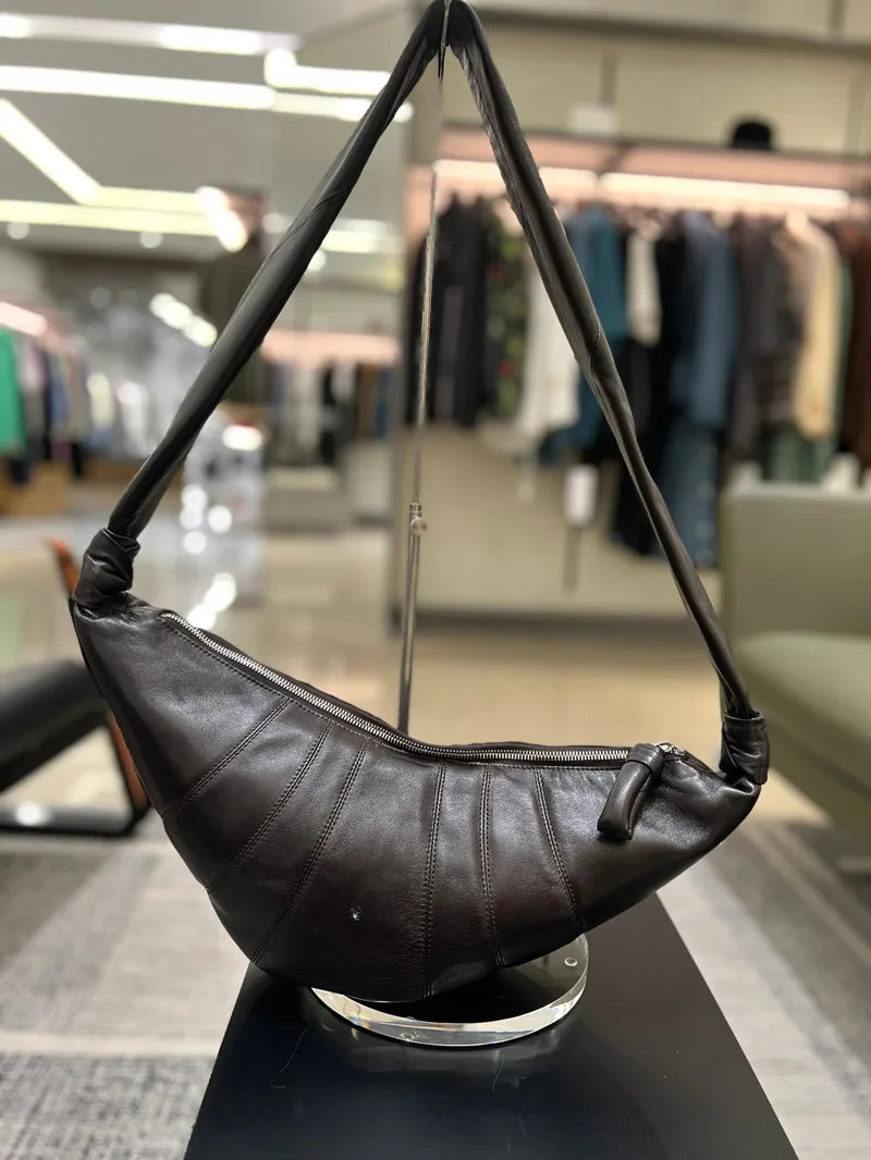 Luxury Brand Lambskin Croissant Bag Genuine Leather Croissant Bag Trendy Must-have Shoulder Crossbody Bag Couple Style