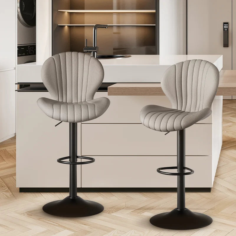 Living Room Chairs  2 Pcs Set Dining Chair Backrest Bar Stools Luxury Modern Soft Bag Stool Adjustable Height Rotating Kitchen Home Furniture