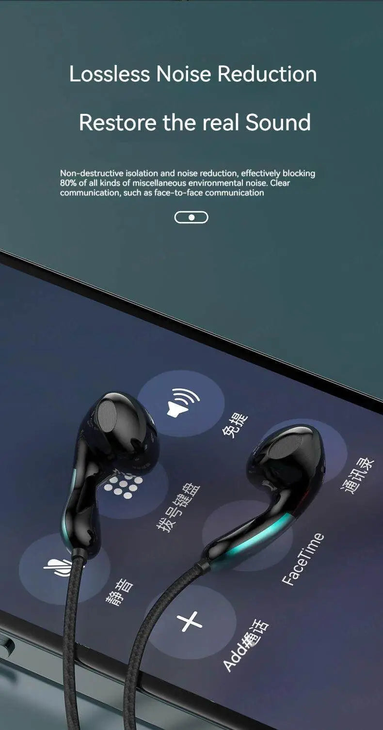 9D HIFI Heavy Bass Waterdrop Style Wired Earphones 3.5MM AUX/Type-C Digital Chip Headsets For Samsung Xiaomi Android Tablet PC