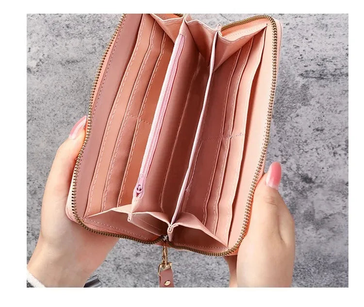 New Fashionable Japanese and Korean Large Capacity Zipper Wallet Long Wallet for Women Handheld Bag for Women