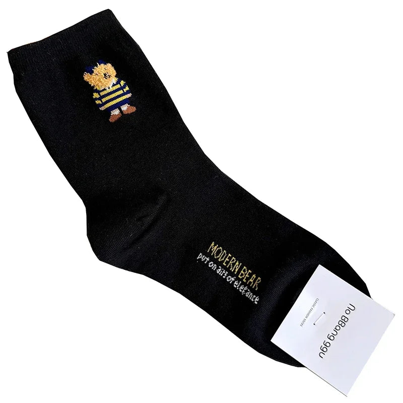 Good Quality Cartoon Elegant Lady Bear Women's  Cute Socks Cotton Harajuku Style Woman Novelty Breathable Sox Christmas Gifts