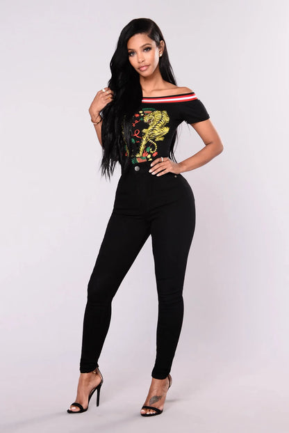 Women High Waist Stretch Hip Lift Denim Skinny Pants Jeans Full Length Sexy Slim Bleachded Solid Color Pants
