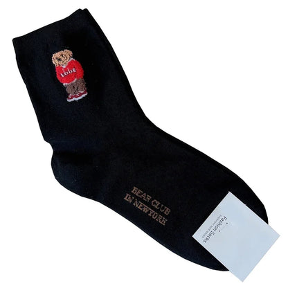 Good Quality Cartoon Elegant Lady Bear Women's  Cute Socks Cotton Harajuku Style Woman Novelty Breathable Sox Christmas Gifts
