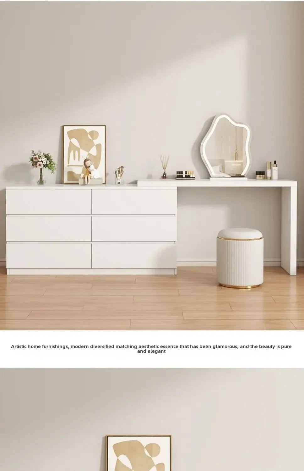 Luxury Dressing Table Drawer White Makeup Mirror Corner Desk Dresser Table Cabinet Organizers Storage Penteadeira Home Furniture