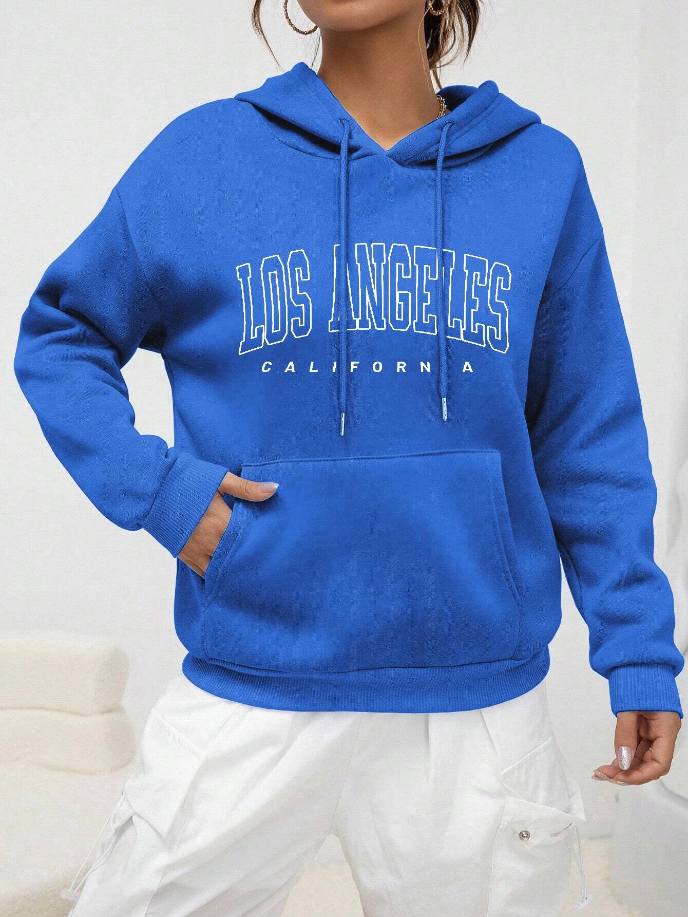 Women's Hoodies Los Angeles California Letter Printing Pocket Hoodie Casual Oversize Long Sleeve Clothes New In sweatshirts