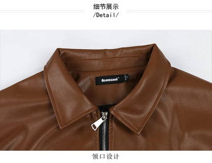 Mauroicardi Spring Autumn Cool Luxury Short Black Soft Light Pu Leather Jacket Men Zipper Casual Mens Jackets and Coats Fashion