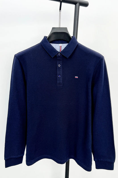 New Men's Casual and Fashionable Embroidered Long Sleeved Polo Shirt Comfortable Breathable and Versatile Summer Top