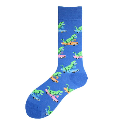 Happy Design Funny Socks Men Unisex Sheep Beer Dinosaur Pattern Sokken  Divertidos Jacquard Calcetines Unisex Hip Hop Skateboard