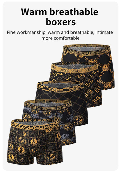 10 Men's Boxer Underwear Black Gold Random Soft And Comfortable Skin-friendly Joker Four Seasons Selling Adolescent Shorts